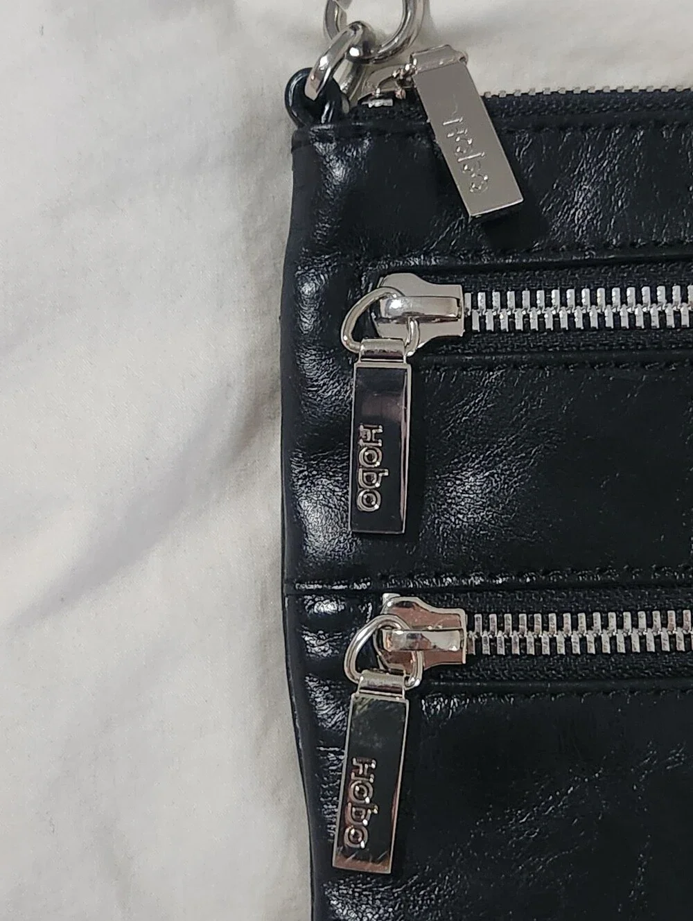 Hobo Handbag Wristlet Purse Black leather